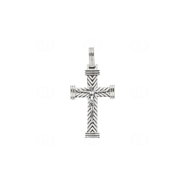 Pendentif or gris 750/18 ct 39 x 19mm, Croix avec Jésus - A14WG
