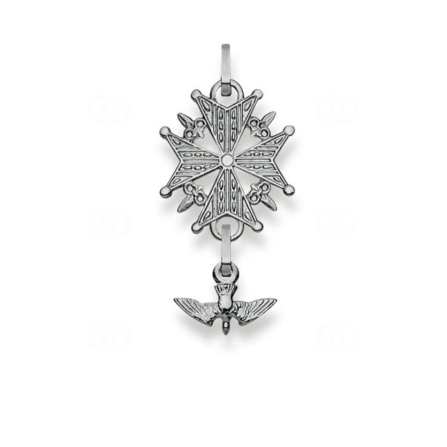 Pendentif or gris 750/18 ct Croix huguenote - 1258.03095/0001