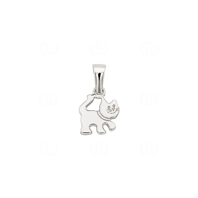 Pendentif or gris 750/18 ct Chat - 604911WG