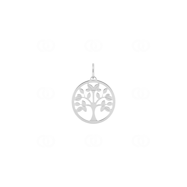 Pendant 750/18 K White Gold Tree of Life Ø 15mm - 3.7358.01