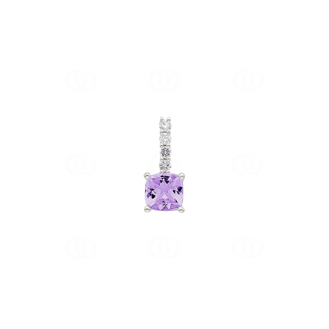 Anhänger 750/18 K Weissgold mit Amethyst & Diamanten 0.09 ct H/si - AN-73396-AME-WG