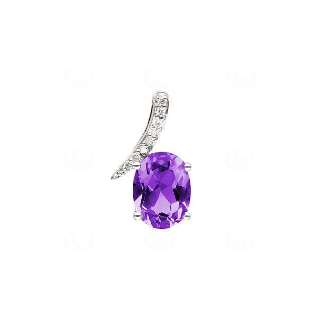 Pendant 750/18 K White Gold with oval Amethyst and Diamonds 0.03 ct H/si - AN-52403-AME-WG