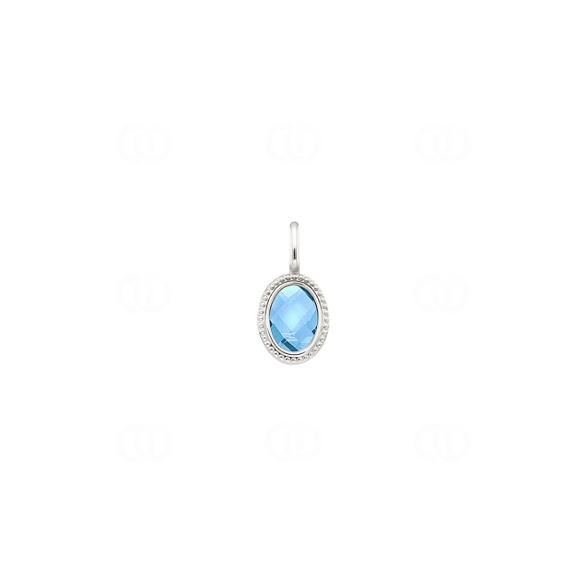 Pendant 750/18 K White Gold with oval Blue Topaz - 679071TOW