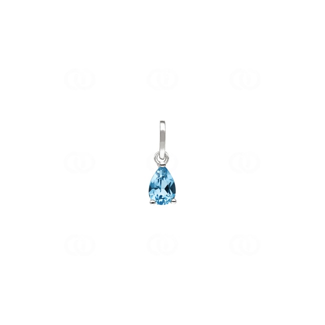 Pendant 750/18 K White Gold with Blue Topaz 6 x 4mm - 8192.2GT