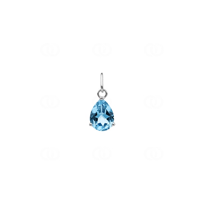 Pendant 750/18 K White Gold with Blue Topaz 8 x 5mm - 8192.3GT