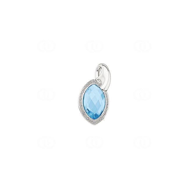 Pendentif or gris 750/18 ct avec topaze bleue et diamants 0.05 ct H/si - PE4503/04