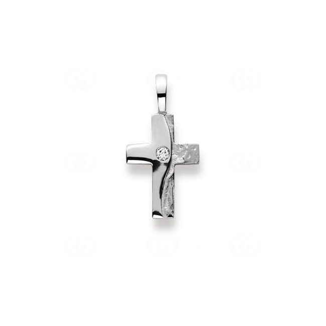 Pendentif or gris 750/18 ct avec brilliant, Croix Pendentif or gris 750/18 ct avec brilliant, Croix - 1258.03347/0001