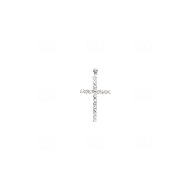Anhänger 750/18 K Weissgold Kreuz mit Brillanten 0.50 ct H/si - AN-69181-WG