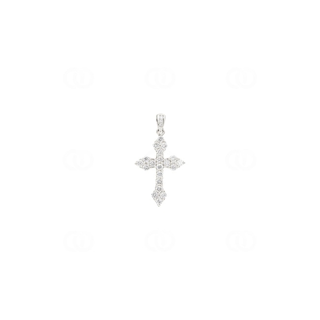 Pendant 750/18 K White Gold Cross with Diamonds 0.50 ct H/si - AN-69182-WG