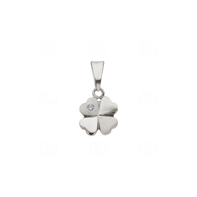 Anhänger 750/18 K Weissgold mit Diamant, Kleeblatt Anhänger 750/18 K Weissgold mit Diamant, Kleeblatt - ABR2030