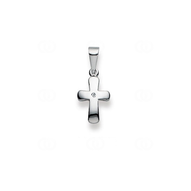 Pendentif or gris 750/18 ct Croix avec diamant - 1258.02615/0001