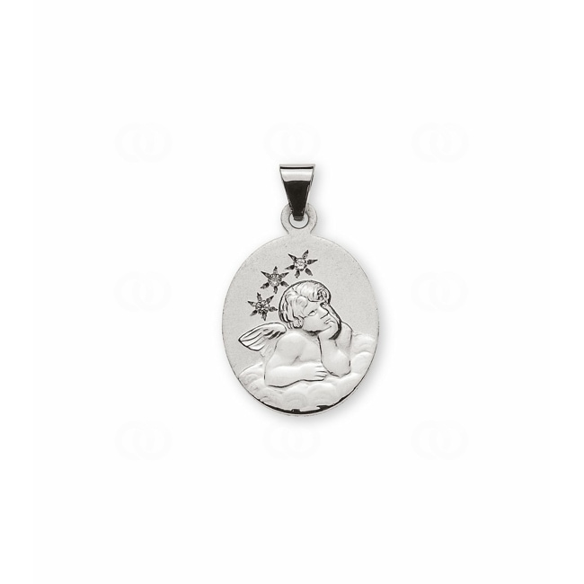 Pendant 750/18 K White Gold Guardian Angel with Diamond - AME2029