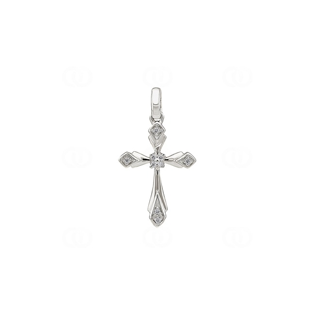 Pendant 750/18 K White Gold with Diamonds 0.03 ct H/si, Cross - AN-56684-WG