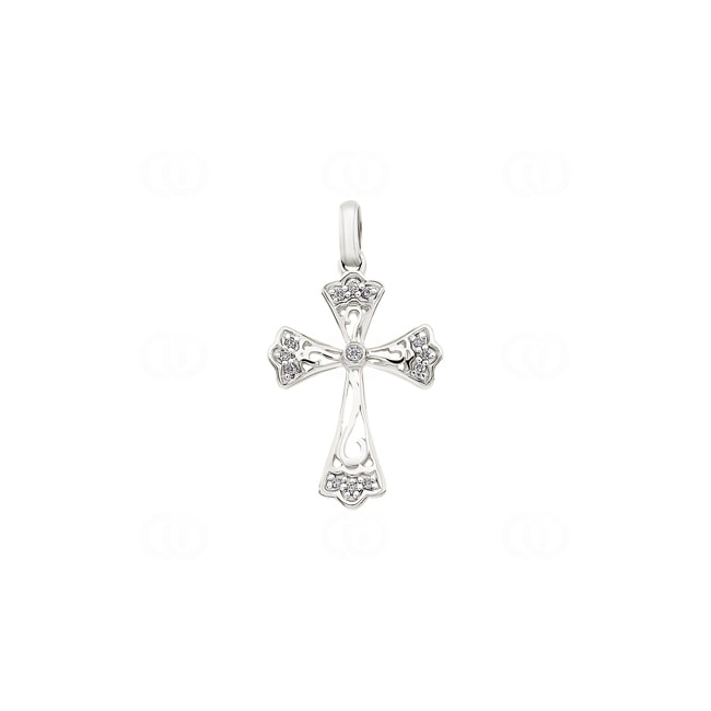 Pendant 750/18 K White Gold with Diamonds 0.04 ct H/si, Cross - AN-56683-WG