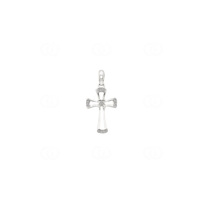 Anhänger 750/18 K Weissgold Kreuz mit Diamanten 0.040 ct H/si - AN-56695-WG