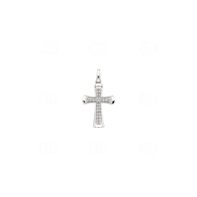 Pendant 750/18 K White Gold Cross with Diamonds 0.05 ct H/si - AN-56682-WG