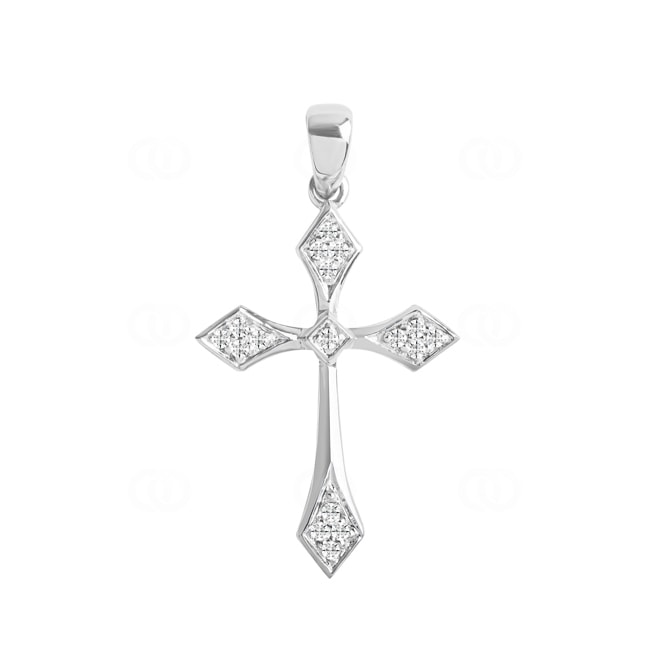 Pendant 750/18 K White Gold Cross with Diamonds 0.05 ct H/si - AN-56690-WG