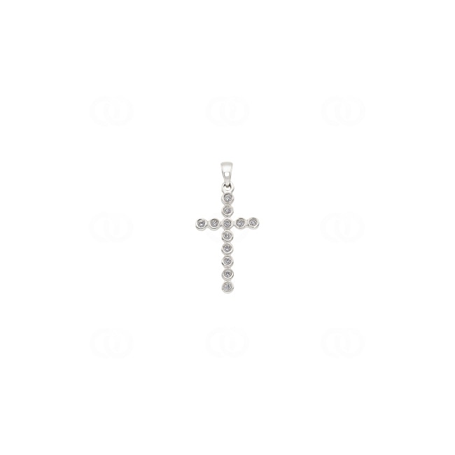 Anhänger 750/18 K Weissgold Kreuz mit Diamanten 0.07 ct H/si - AN-17205-WG