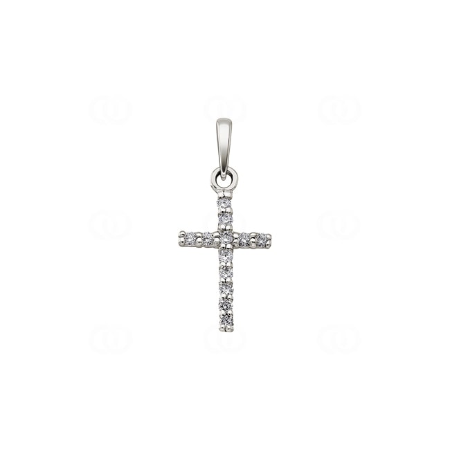 Anhänger 750/18 K Weissgold Kreuz mit Diamanten 0.10ct. H/si - 3.207.21