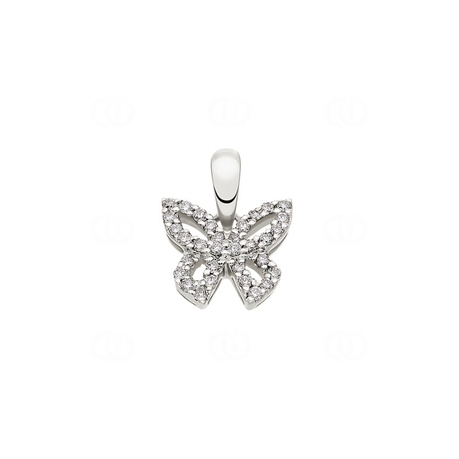 Pendant 750/18 K White Gold with Diamonds 0.12 ct H/si, Butterfly - AN-45158-WG