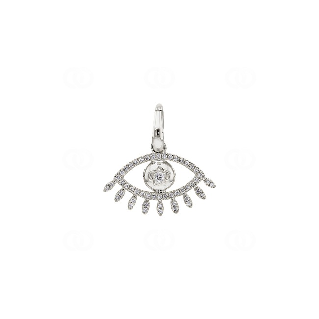 Anhänger 750/18 K Weissgold Evil Eye mit Diamanten 0.13 ct H/si - AN-49757-WG