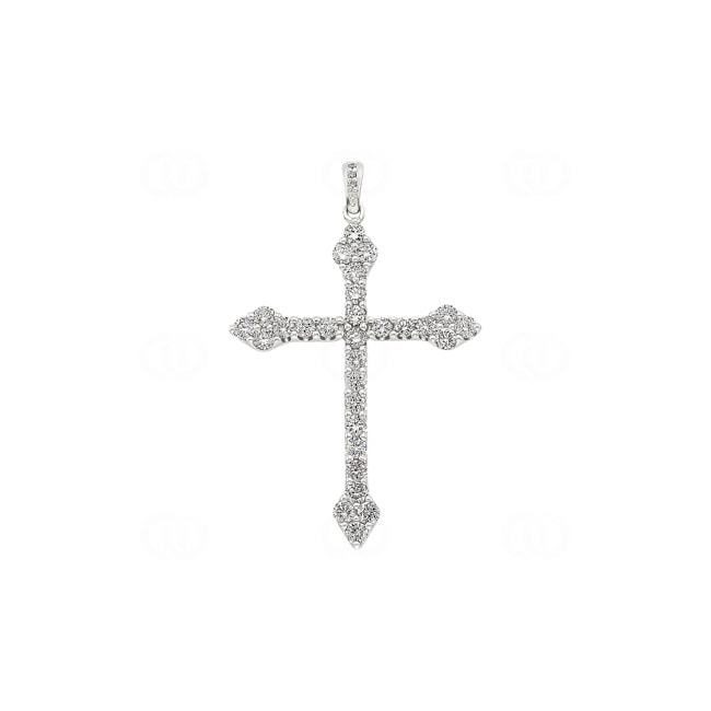 Pendentif or gris 750/18 ct avec diamants 1.00 ct H/si, Croix - AN-69258-WG