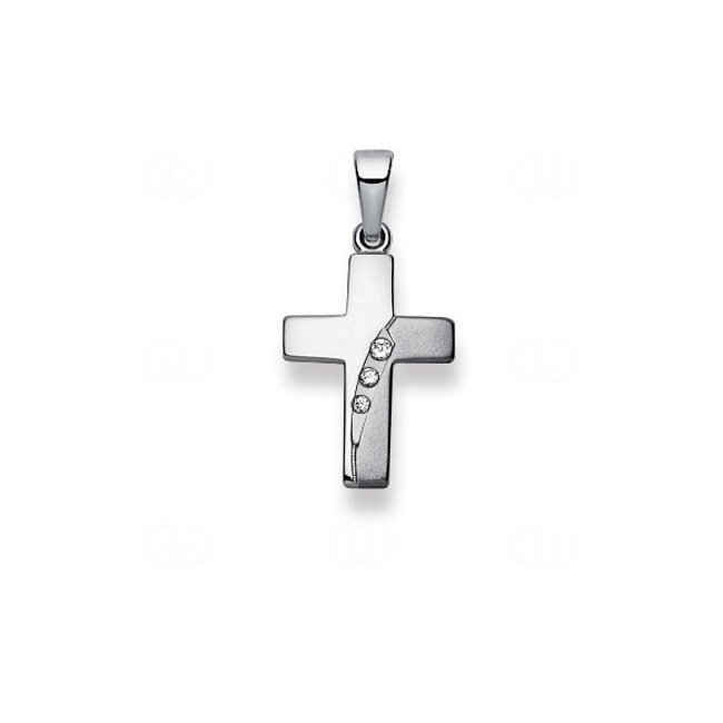 Pendant 750/18 K White Gold with Diamonds, Cross - 1258.02968/0001