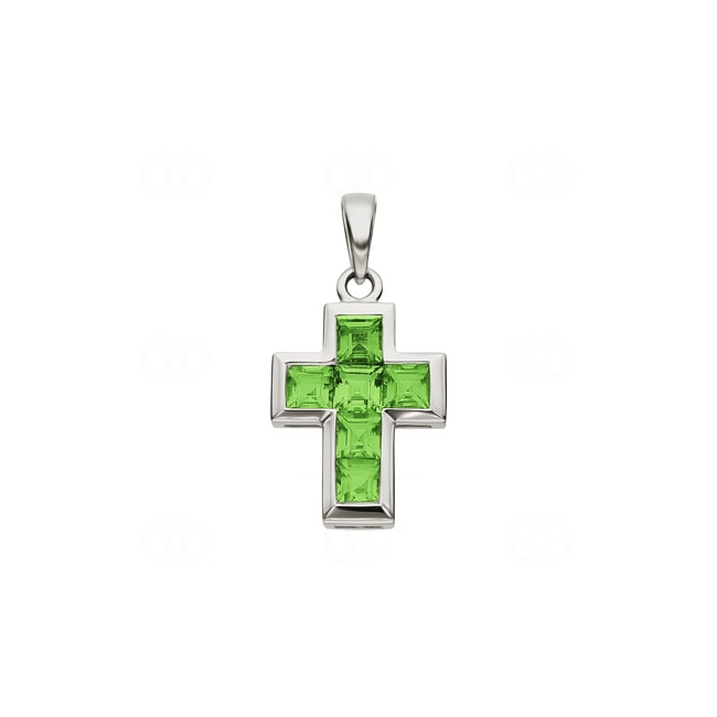 Anhänger 750/18 K Weissgold Kreuz mit Peridoten - PP1967-07