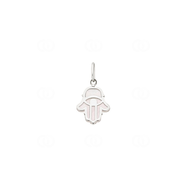 Pendant 750/18 K White Gold with Mother of Pearl, Fatimas Hand - 628281NCW