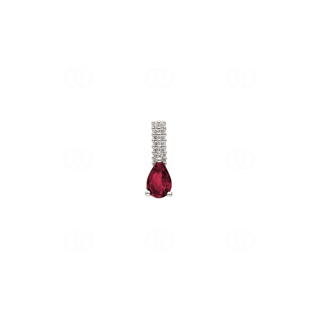 Pendentif or gris 750/18 ct avec rubis & diamants 0.05 ct H/si - AN-53583-RUB-WG