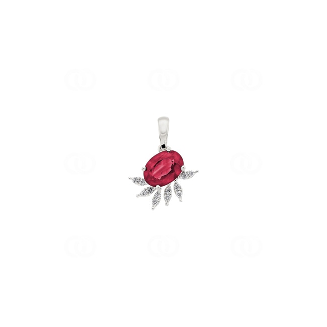 Pendant 750/18 K White Gold with Ruby & Diamonds 0.05 ct H/si - AN-73486-RUB-WG
