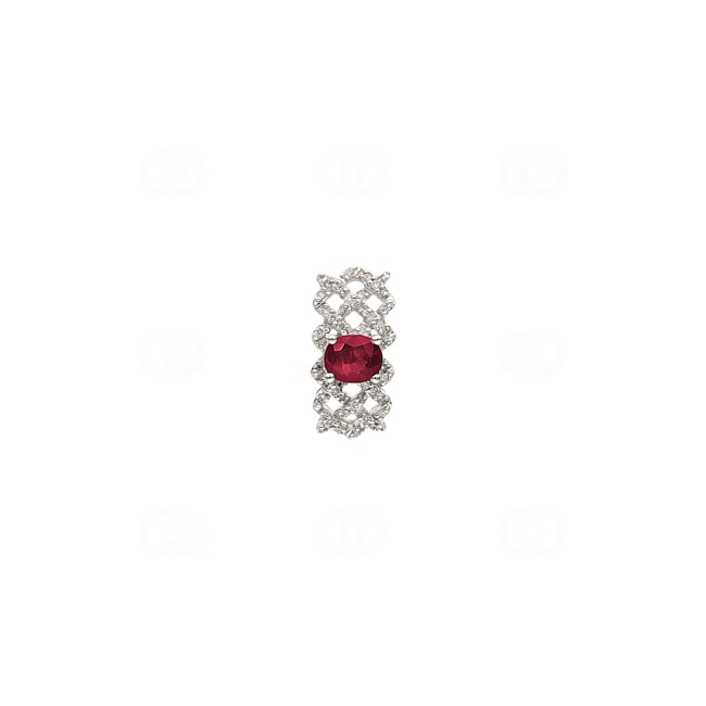 Anhänger 750/18 K Weissgold mit Rubin & Diamanten 0.08 ct H/si - AN-46723-RUB-WG