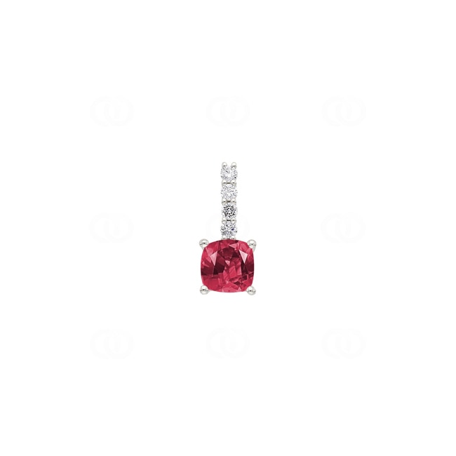 Pendentif or gris 750/18 ct avec rubis & diamants 0.09 ct H/si - AN-73396-RUB-WG
