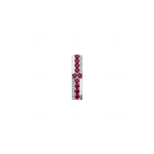 Anhänger 750/18 K Weissgold mit Rubinen & Diamanten 0.06 ct - AN-73755-RUB-WG