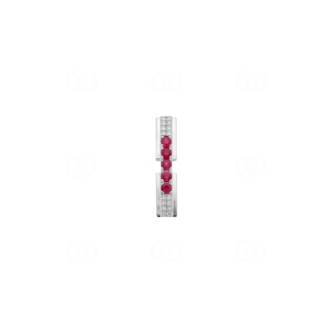 Anhänger 750/18 K Weissgold mit Rubinen & Diamanten 0.08 ct - AN-73757-RUB-WG