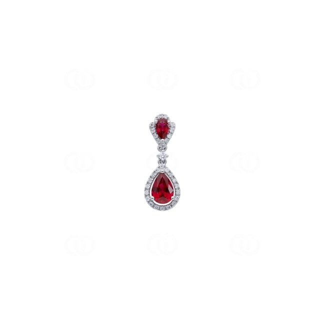 Anhänger 750/18 K Weissgold mit Rubinen & Diamanten 0.16 ct - AN-73761-RUB-WG