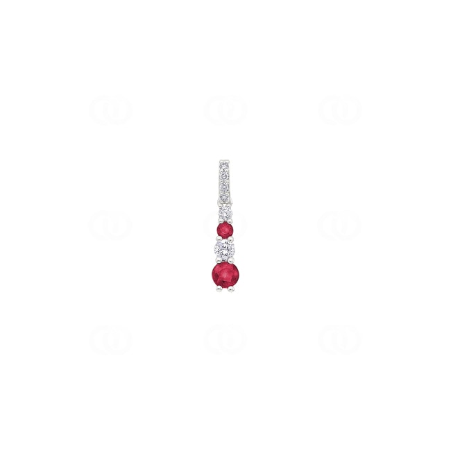 Pendant 750/18 K White Gold with Rubies & Diamonds 0.18 ct H/si - AN-73393-RUB-WG