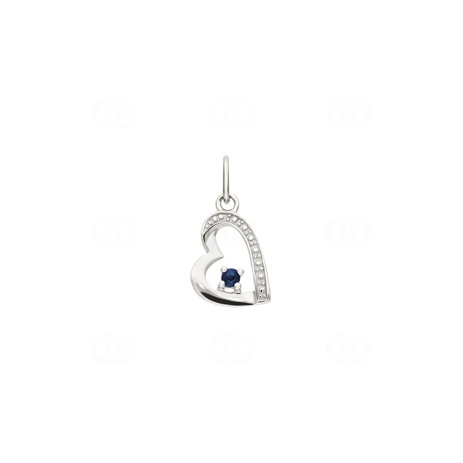 Pendant 750/18 K White Gold with Sapphire, Heart - 8255GS