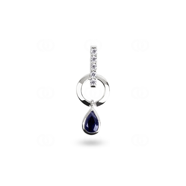 Pendant 750/18 K White Gold with Sapphire & Cubic Zirconia - PP5049/2