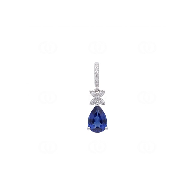 Anhänger 750/18 K Weissgold mit Saphir & Diamanten 0.04 ct - AN-73767-SAF-WG