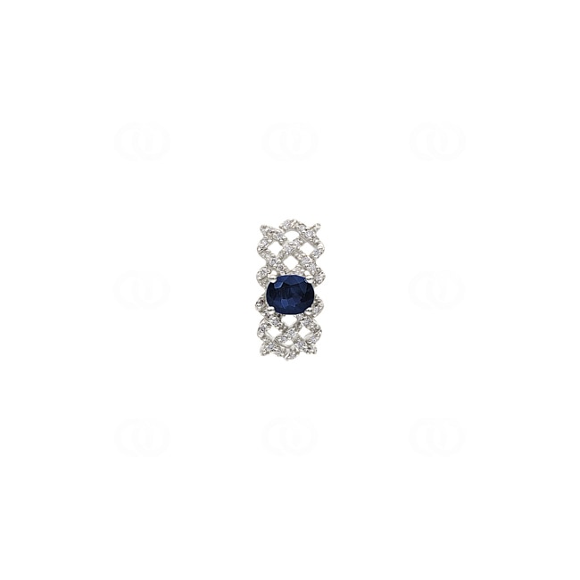 Sapphire Pendant 750/18 K White Gold with Diamonds 0.08 ct H/si Sapphire Pendant 750/18 K White Gold with Diamonds 0.08 ct H/si - AN-46723-SAF-WG