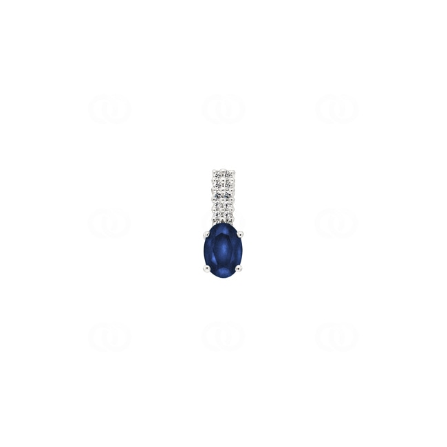 Pendentif or gris 750/18 ct avec saphir ovale et diamants 0.05 ct H/si - AN-52593-SAF-WG