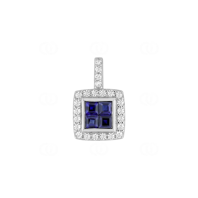 Anhänger 750/18 K Weissgold mit Saphiren und Diamanten 0.12ct. - 3.7111.S1