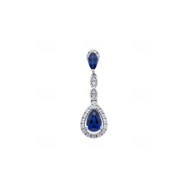 Anhänger 750/18 K Weissgold mit Saphiren & Diamanten 0.11 ct - AN-73765-SAF-WG