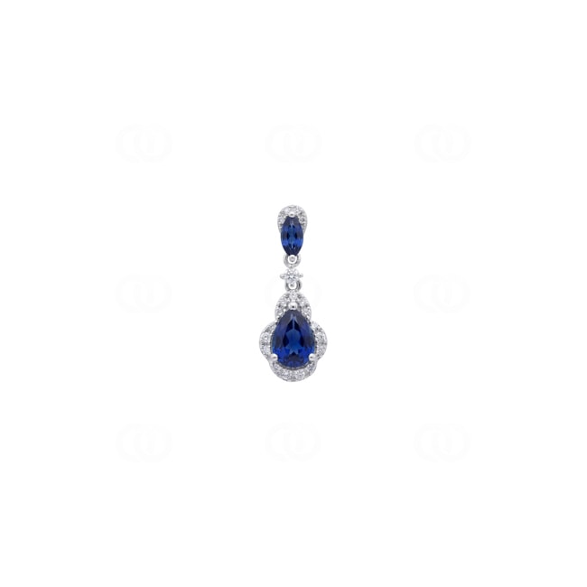 Anhänger 750/18 K Weissgold mit Saphiren & Diamanten 0.12 ct - AN-73759-SAF-WG
