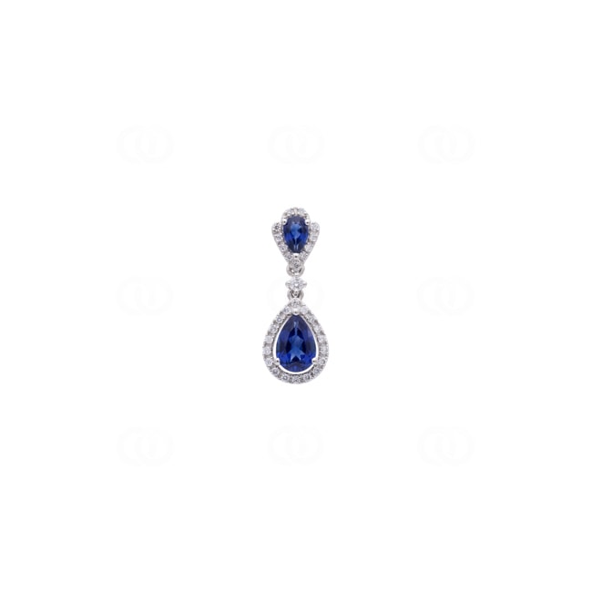 Anhänger 750/18 K Weissgold mit Saphiren & Diamanten 0.16 ct - AN-73761-SAF-WG