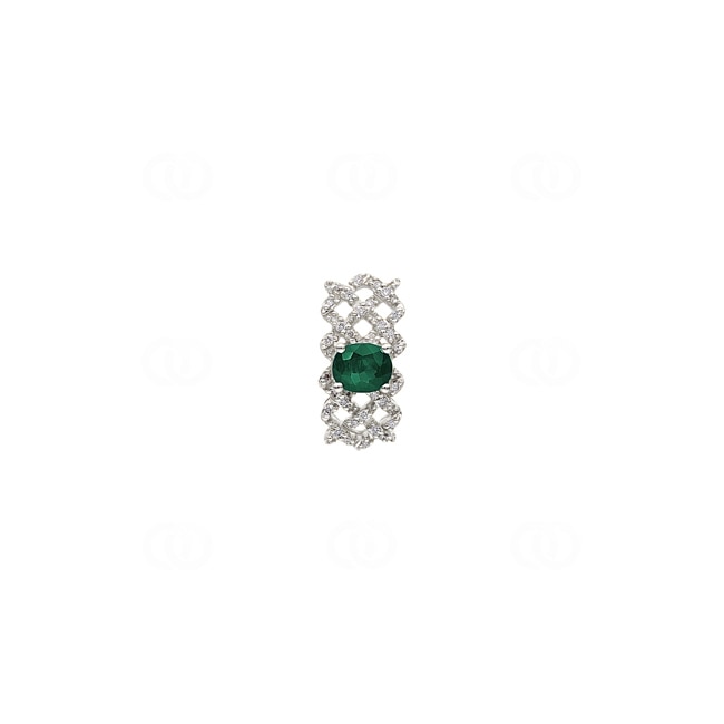 Emerald Pendant 750/18 K White Gold with Diamonds 0.08 ct H/si - AN-46723-SMA-WG