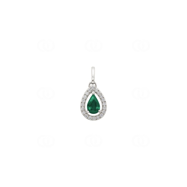 Pendant 750/18 K White Gold with Emeralds 0.40ct. and Diamonds 0.08ct. - ML177GEB5