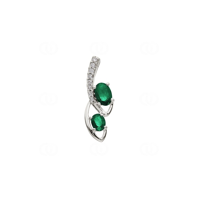Emerald Pendant 750/18 K White Gold with Diamonds 0.06 ct H/si - AN-38103-SMA-WG