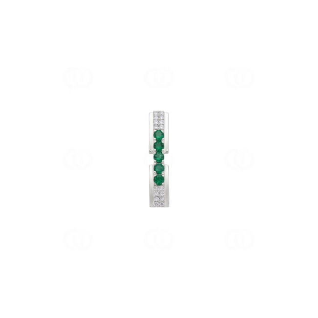 Anhänger 750/18 K Weissgold mit Smaragden & Diamanten 0.08 ct - AN-73757-SMA-WG